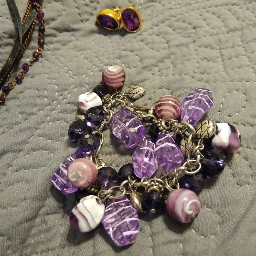 Lot of Purple Vintage Costume Jewelry - image 4