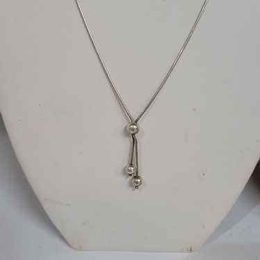 Vintage Sterling silver ball lariat necklace - image 1