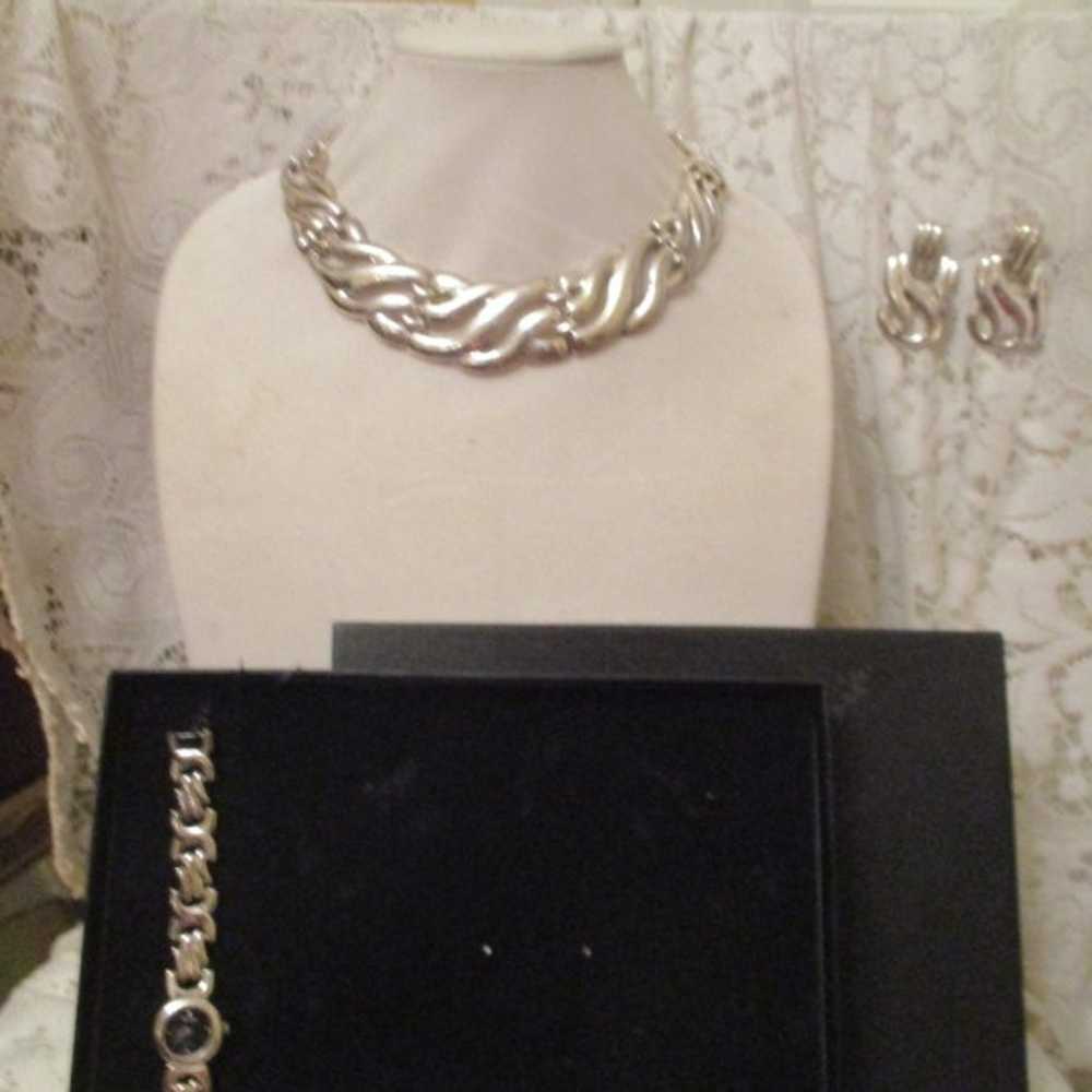 Gantos vintage necklace, earrings and watch set - image 7