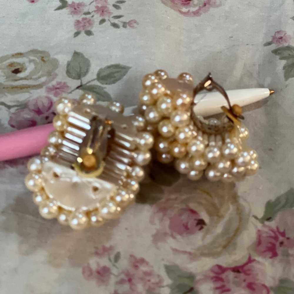 Vintage fabulous huge 50's Pearl clip on earrings - image 6