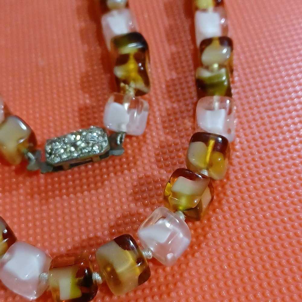 Hand knotted glass bead necklace - image 1