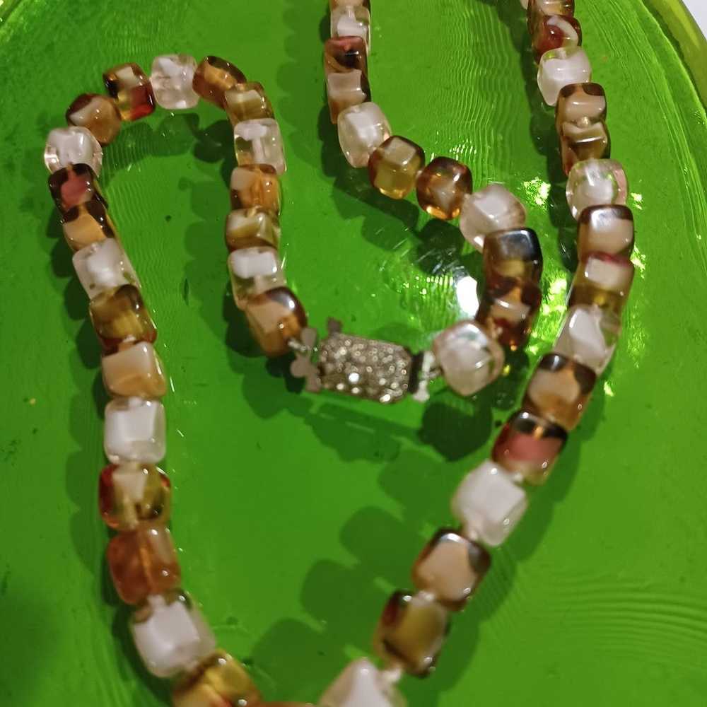 Hand knotted glass bead necklace - image 5