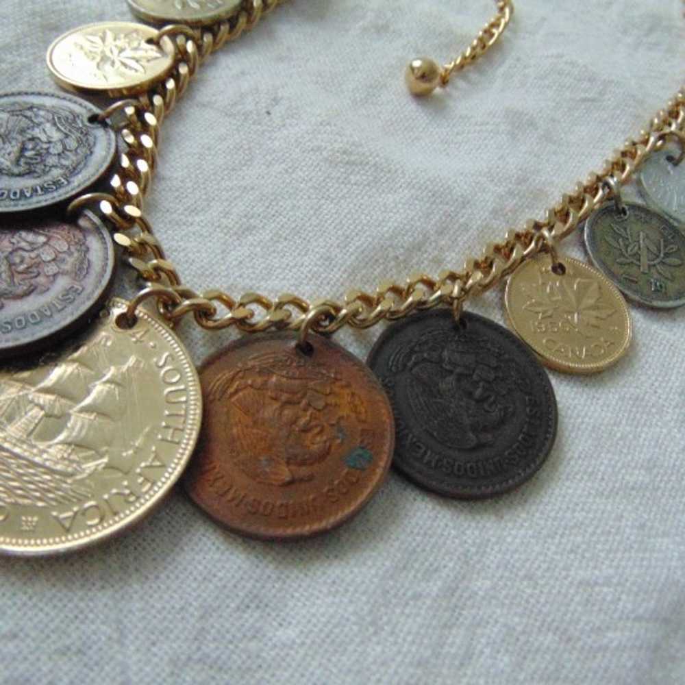 vintage foreign coins bib necklace - image 2