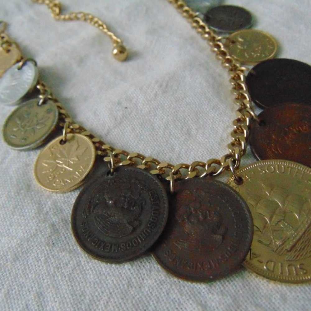 vintage foreign coins bib necklace - image 3