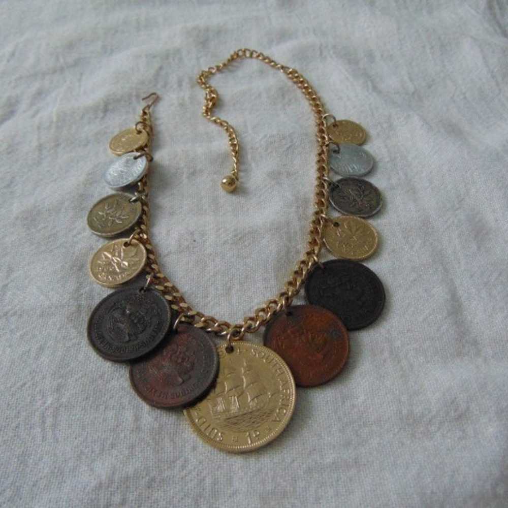 vintage foreign coins bib necklace - image 4