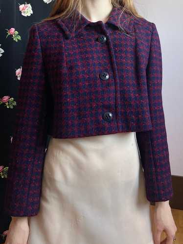 1960s Pendleton Wool Navy And Maroon Plaid Cropped