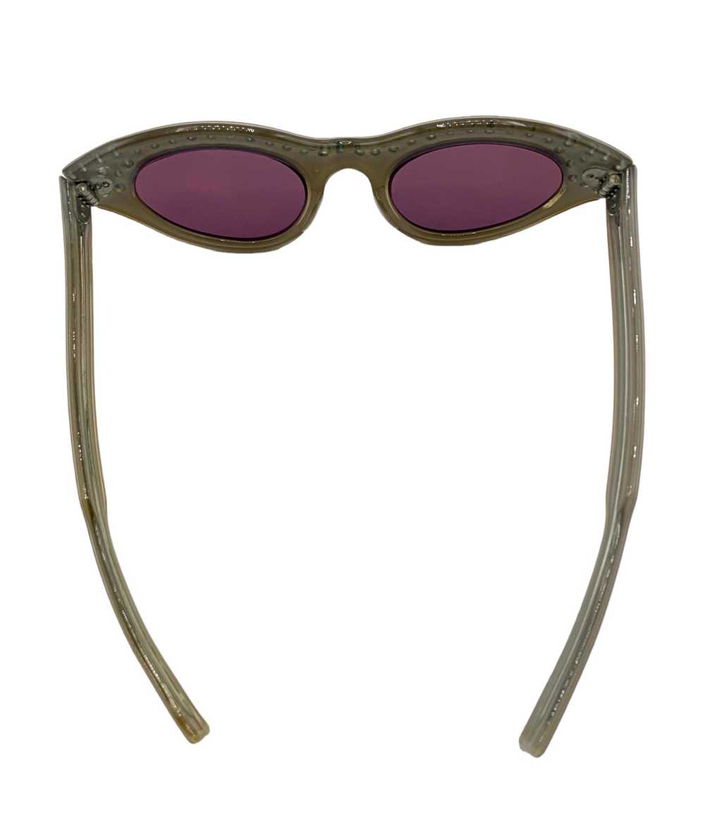 50s Grey Cats Eye Rhinestone Pink Lens Sunglasses - image 2