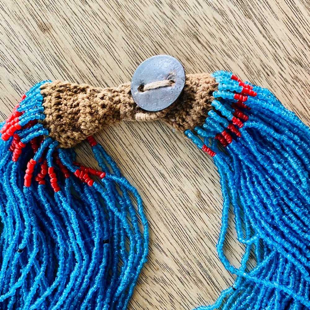 Vintage Blue Beaded Necklace - image 3