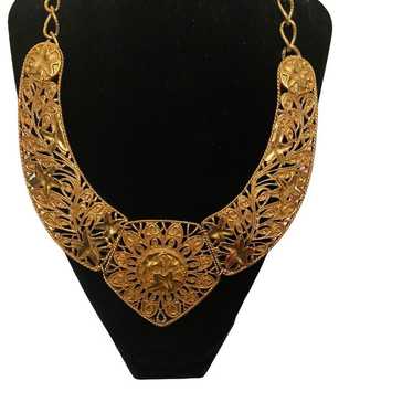 Vintage Gold Metal Collar Necklace - image 1