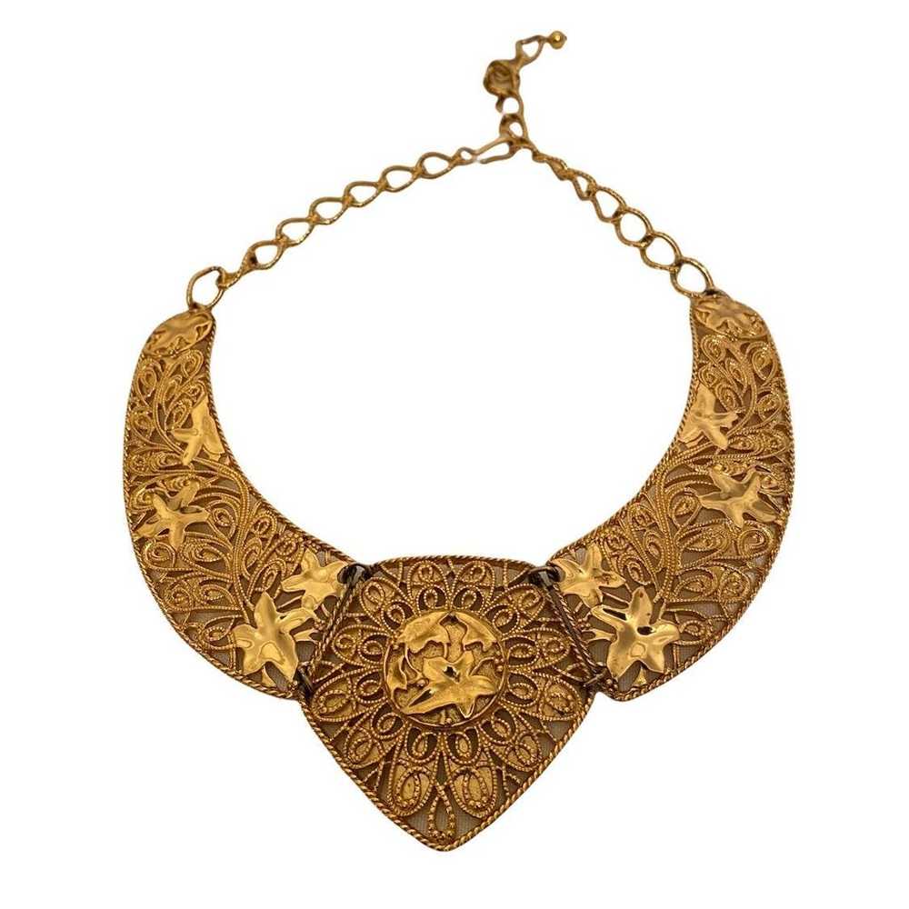 Vintage Gold Metal Collar Necklace - image 2