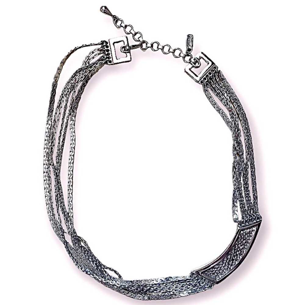 Vintage Monet Silver Multi Chain Necklace Collar … - image 2