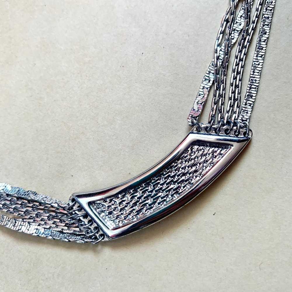 Vintage Monet Silver Multi Chain Necklace Collar … - image 3