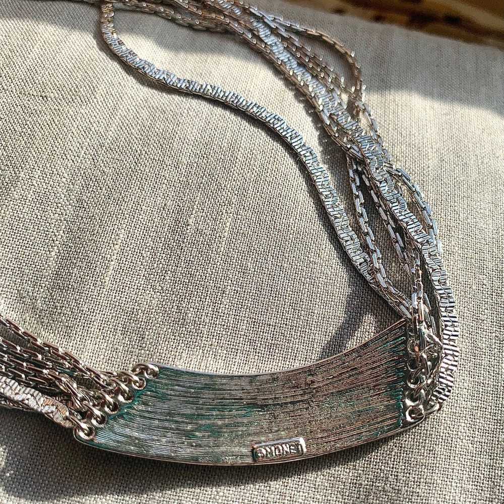 Vintage Monet Silver Multi Chain Necklace Collar … - image 4