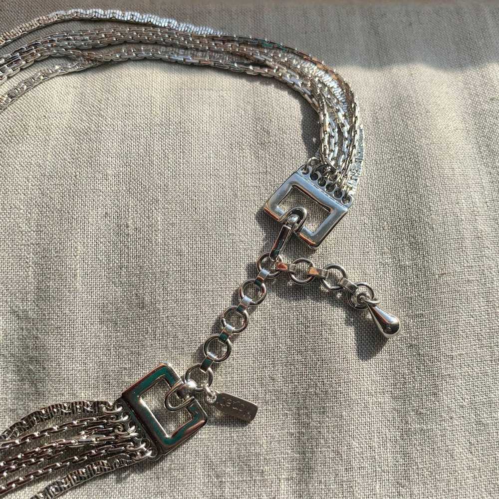 Vintage Monet Silver Multi Chain Necklace Collar … - image 5