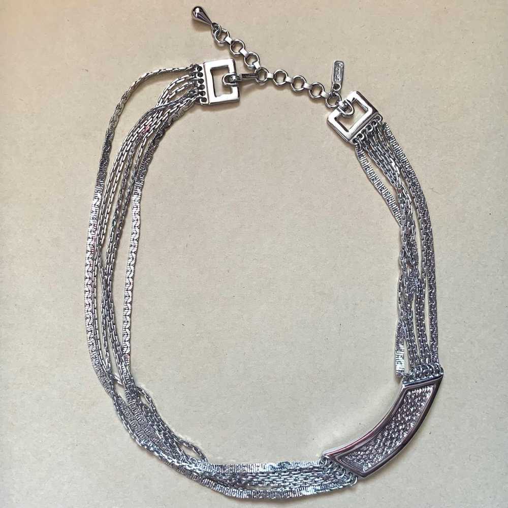 Vintage Monet Silver Multi Chain Necklace Collar … - image 7