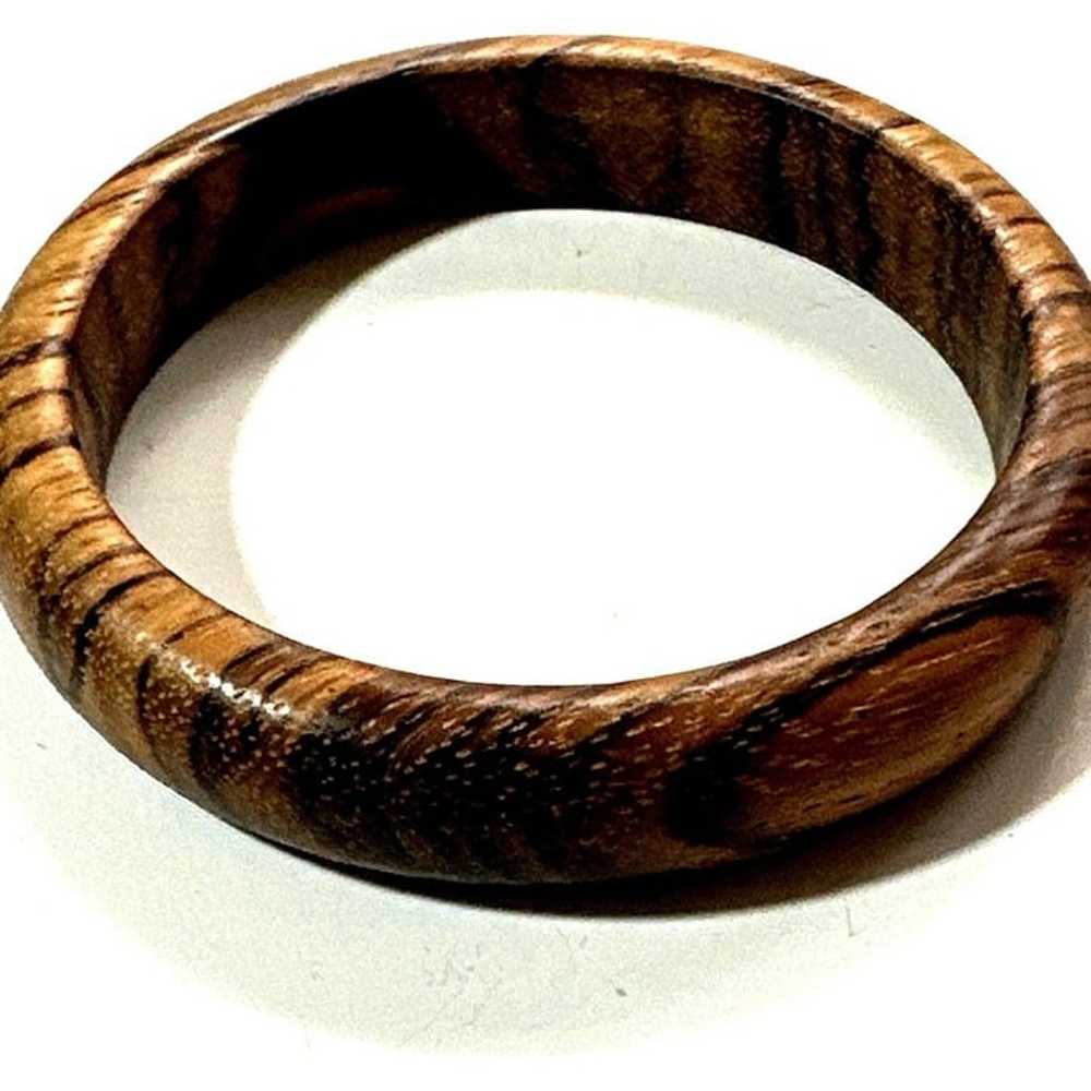 Vintage Natural Wood Bangle Handmade Brown - image 1