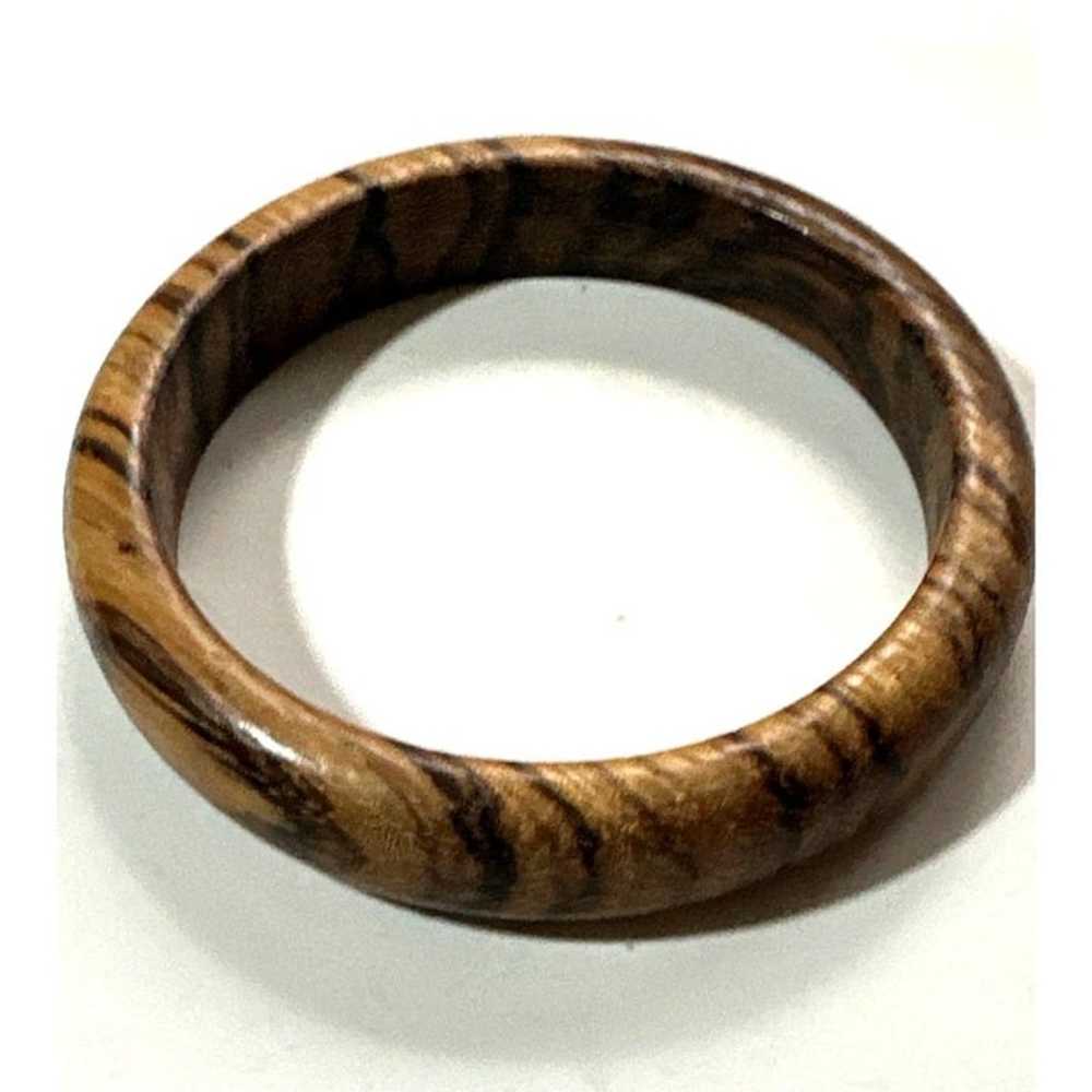 Vintage Natural Wood Bangle Handmade Brown - image 2