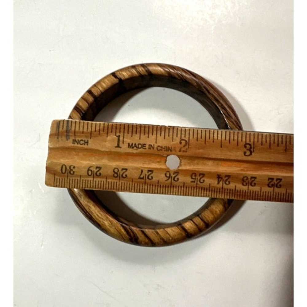 Vintage Natural Wood Bangle Handmade Brown - image 3