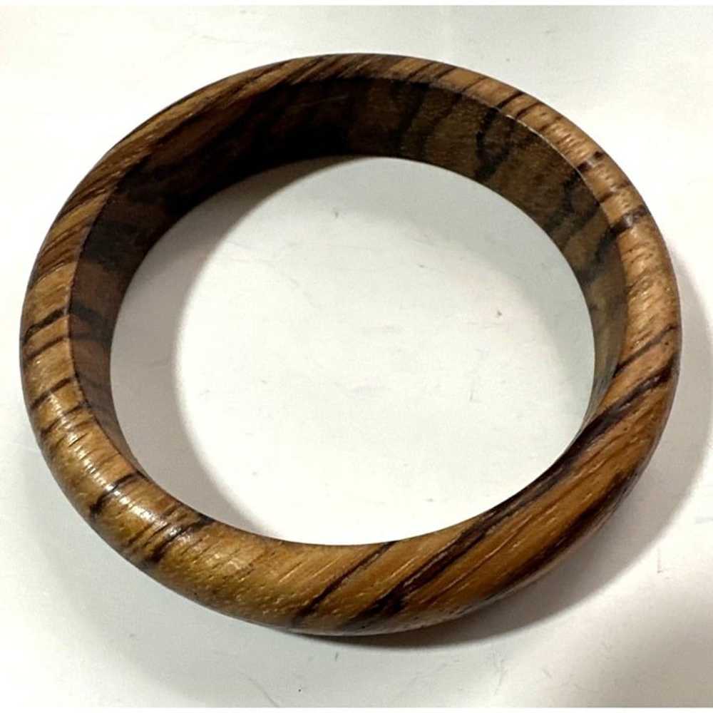 Vintage Natural Wood Bangle Handmade Brown - image 5