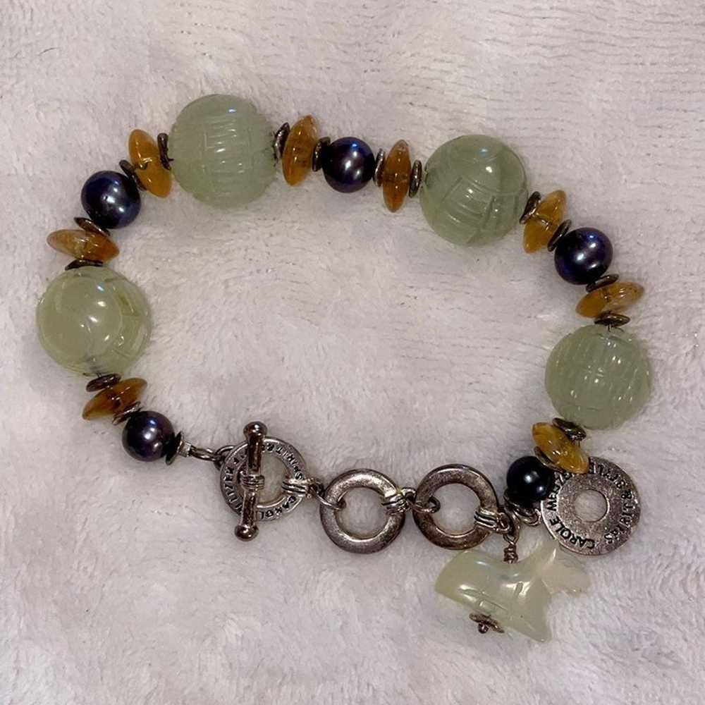 Carole Meltzer Vintage Jade Citrine Black Pearl B… - image 1