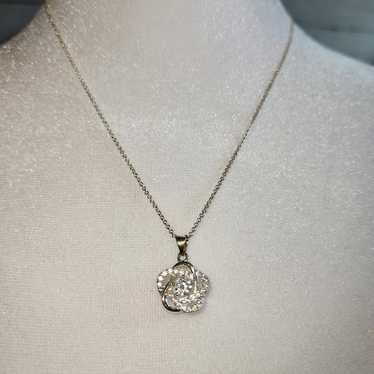 Vintage IBB Cubic Zirconia Sterling Silver Flower… - image 1