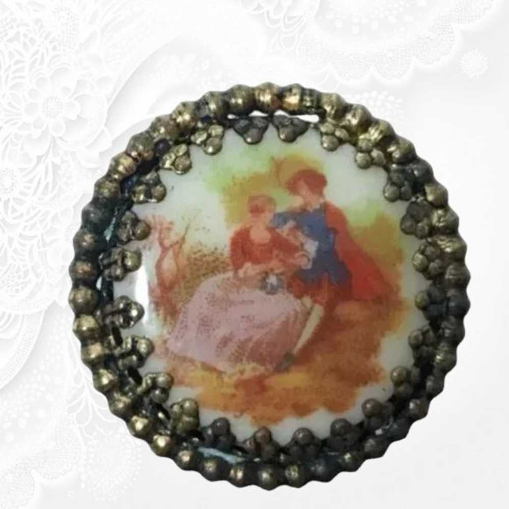 Antique Victorian Portrait Ring Braided Band - image 1
