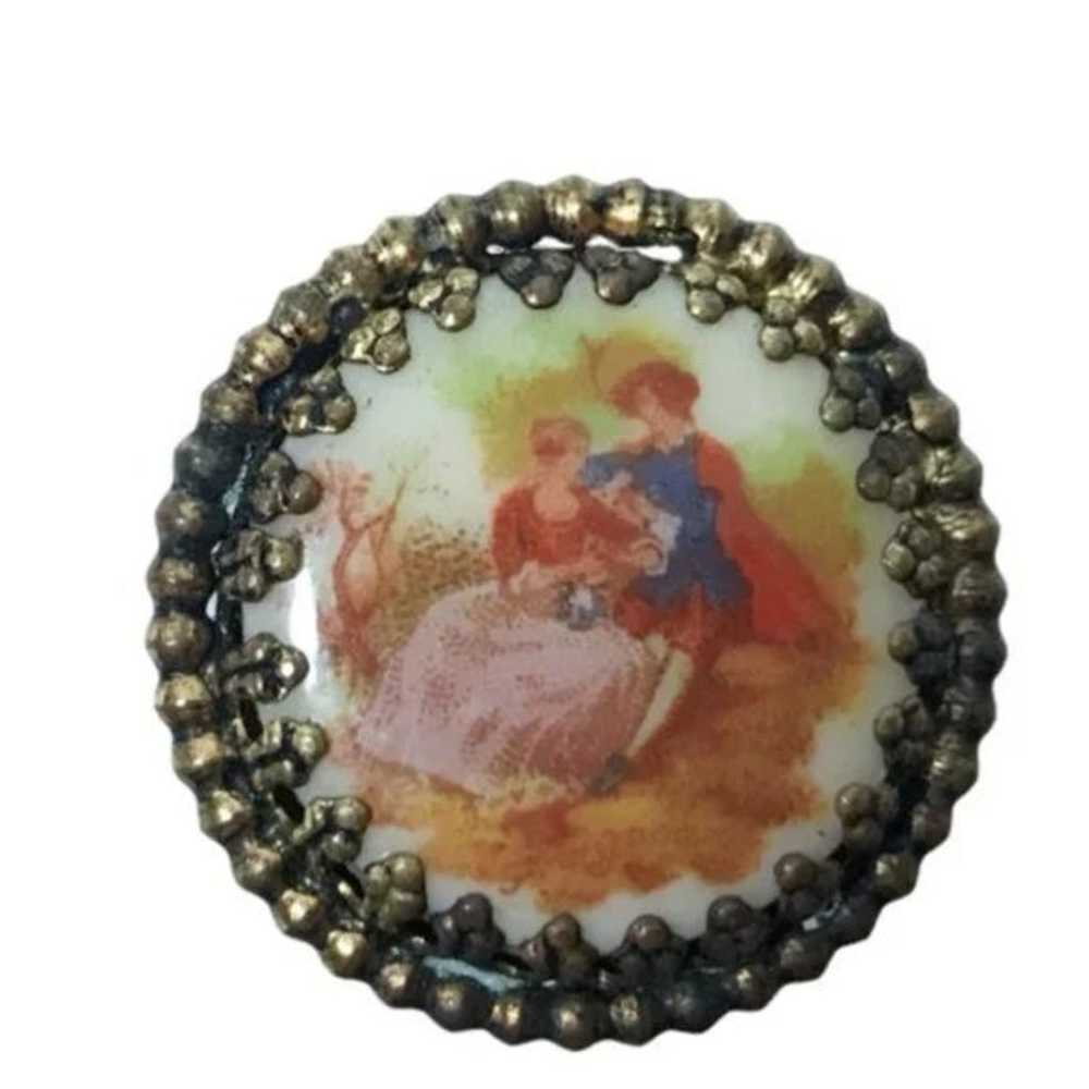 Antique Victorian Portrait Ring Braided Band - image 2