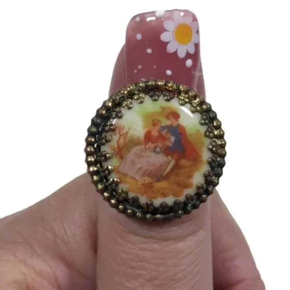 Antique Victorian Portrait Ring Braided Band - image 4