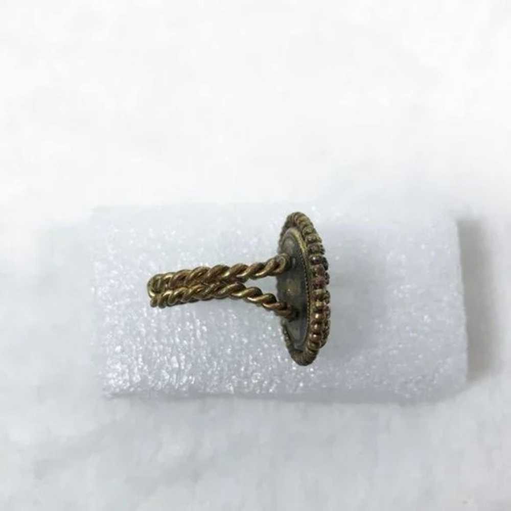 Antique Victorian Portrait Ring Braided Band - image 8