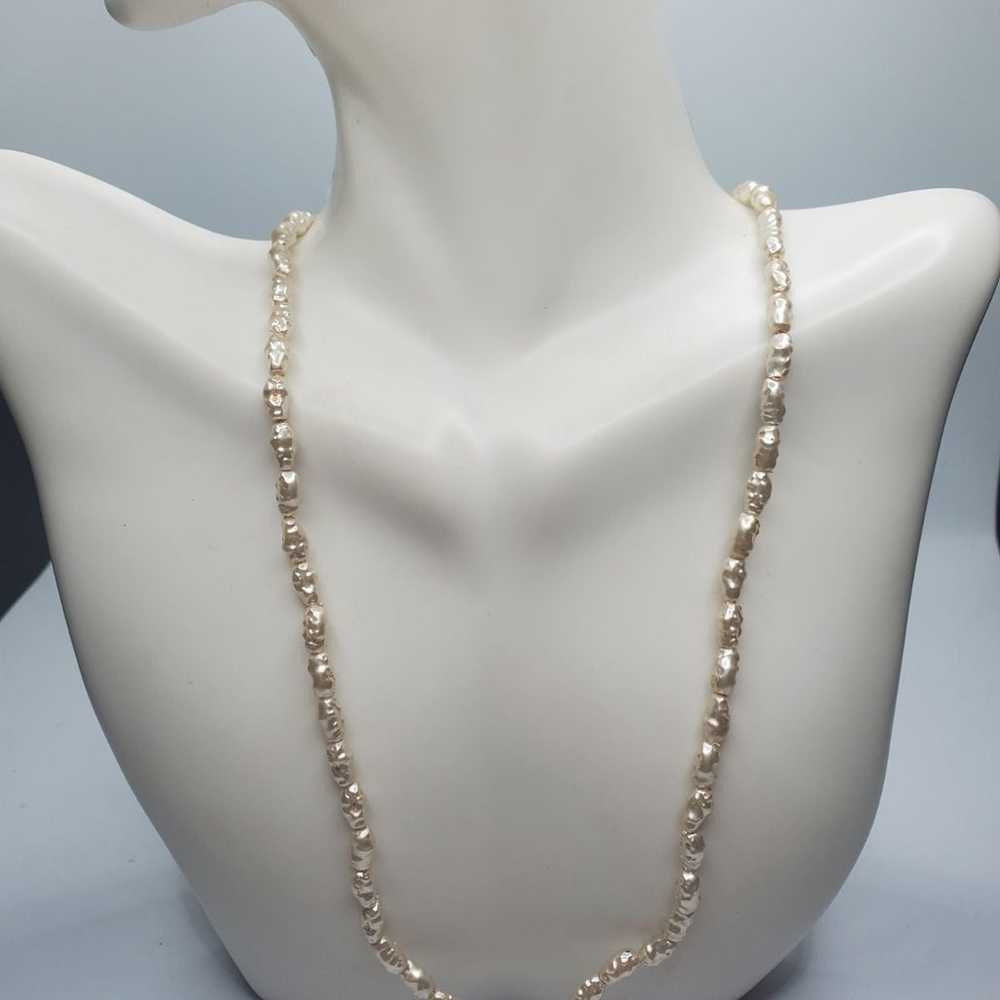 Vintage freshwater rice pearl necklace - image 1