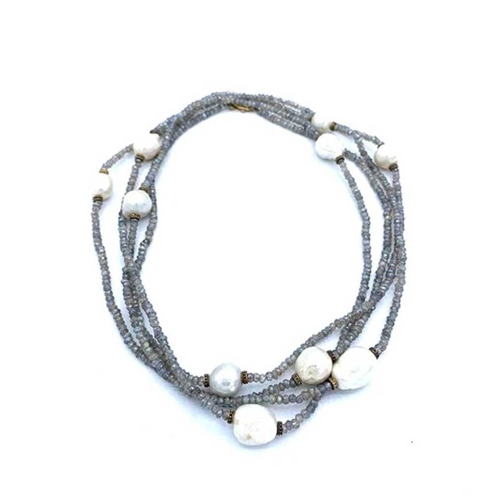 SILK 925 SILVER BEADED WITH White Pearls STONES- … - image 1