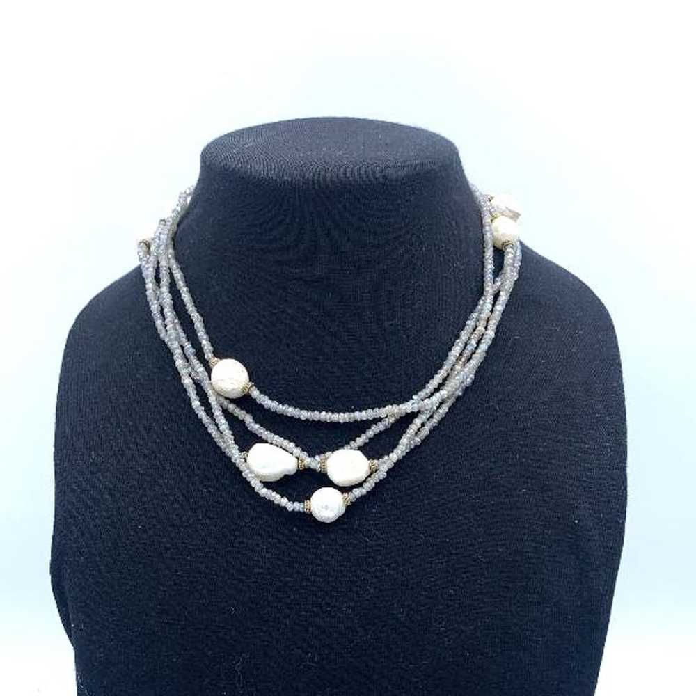 SILK 925 SILVER BEADED WITH White Pearls STONES- … - image 3