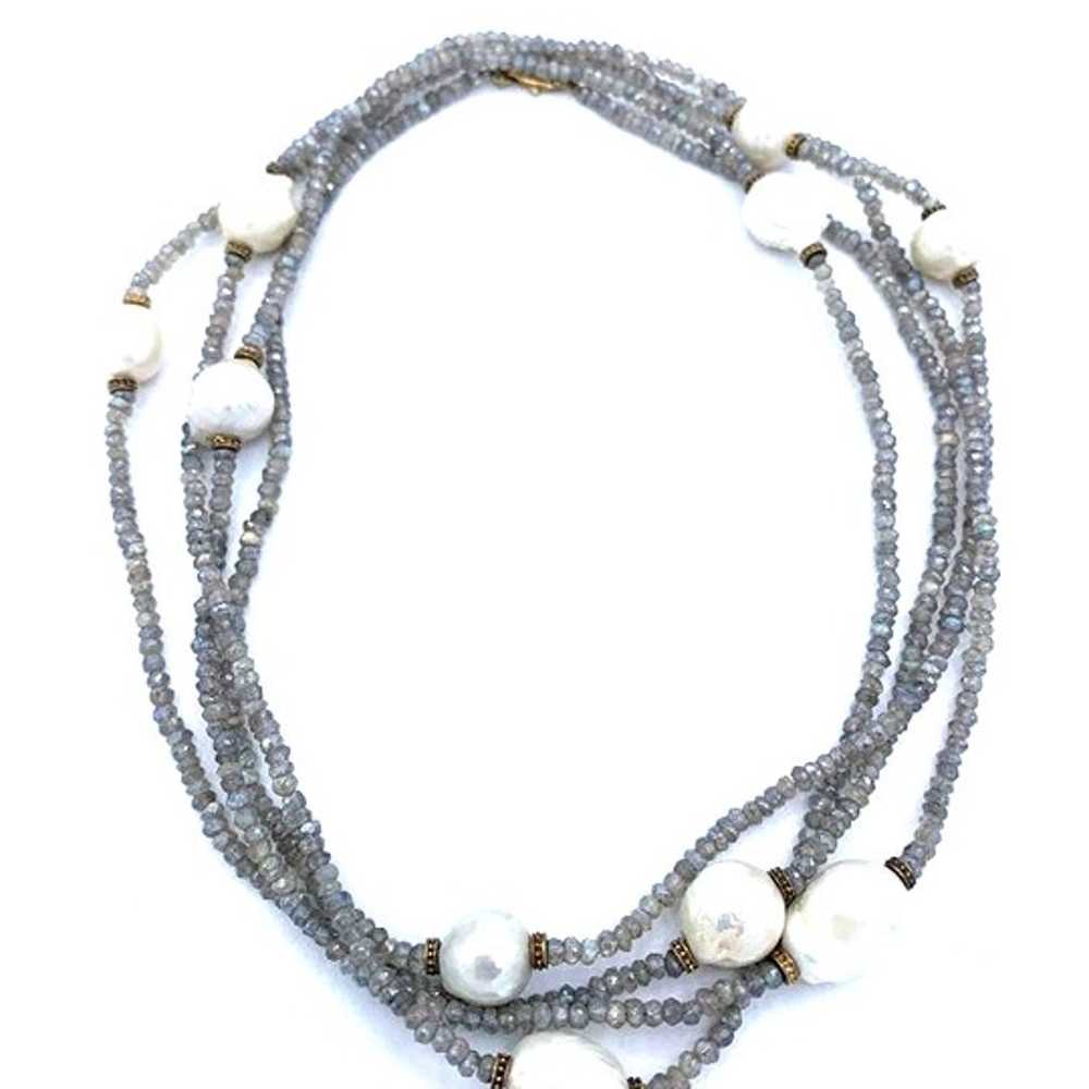 SILK 925 SILVER BEADED WITH White Pearls STONES- … - image 4