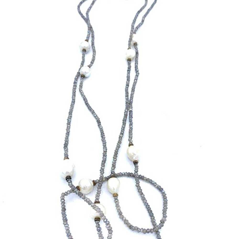 SILK 925 SILVER BEADED WITH White Pearls STONES- … - image 5