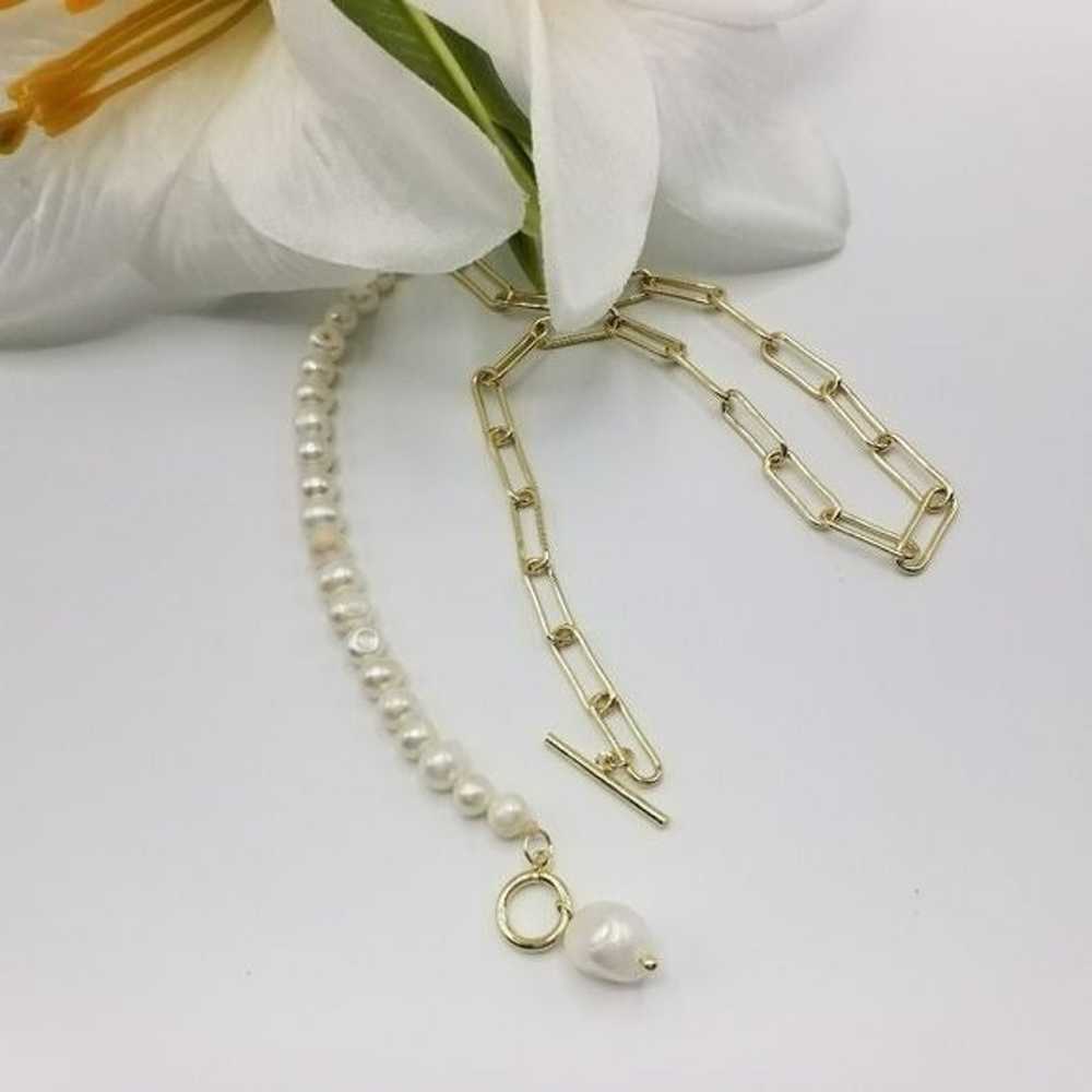Gold Plated Cultured Baroque Freshwater Pearl Pen… - image 9