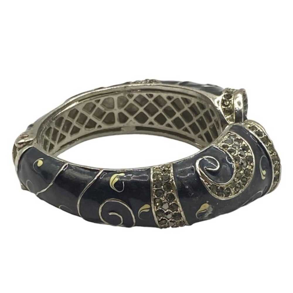 Vintage Runway Fashion Bangle Bracelet Black Rhin… - image 2