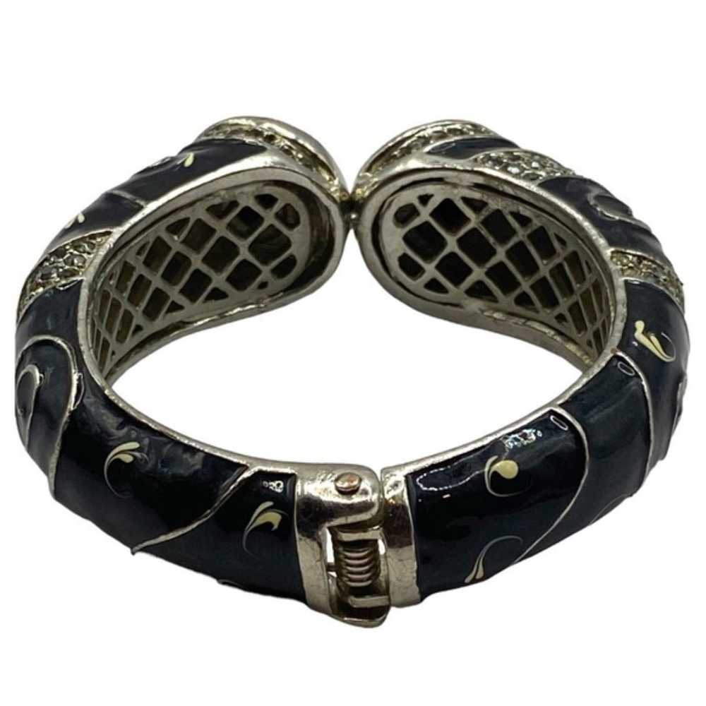 Vintage Runway Fashion Bangle Bracelet Black Rhin… - image 3