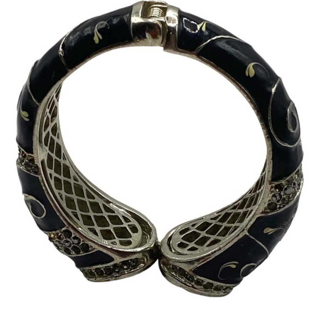 Vintage Runway Fashion Bangle Bracelet Black Rhin… - image 4