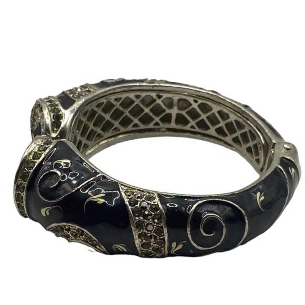 Vintage Runway Fashion Bangle Bracelet Black Rhin… - image 5