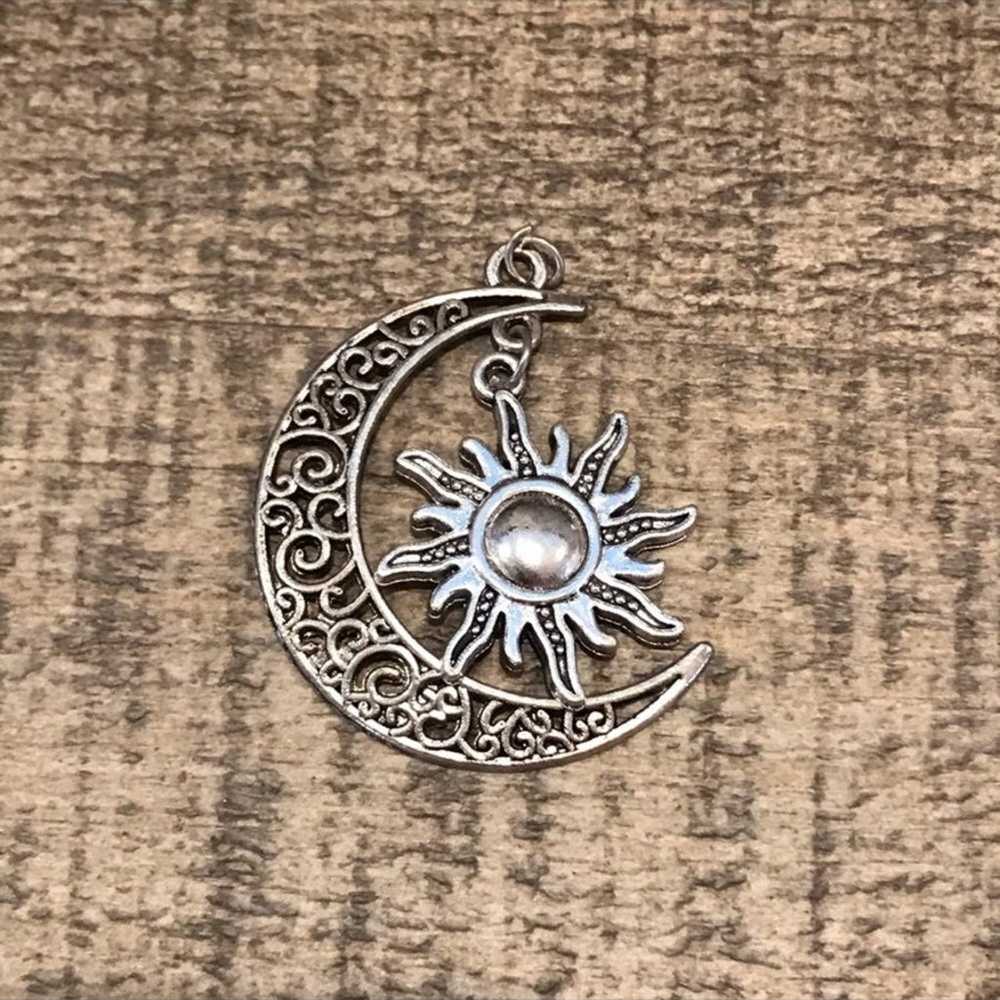 Crescent Moon & Sun Vintage Pendant - image 4