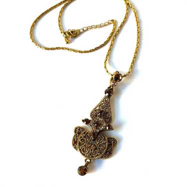 Chocolate brown pendant gold necklace from Camros… - image 1