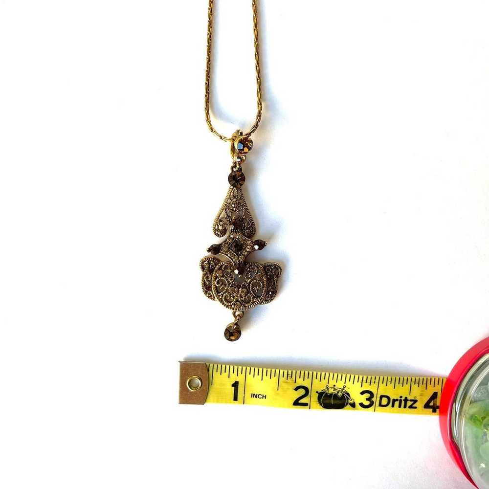 Chocolate brown pendant gold necklace from Camros… - image 5