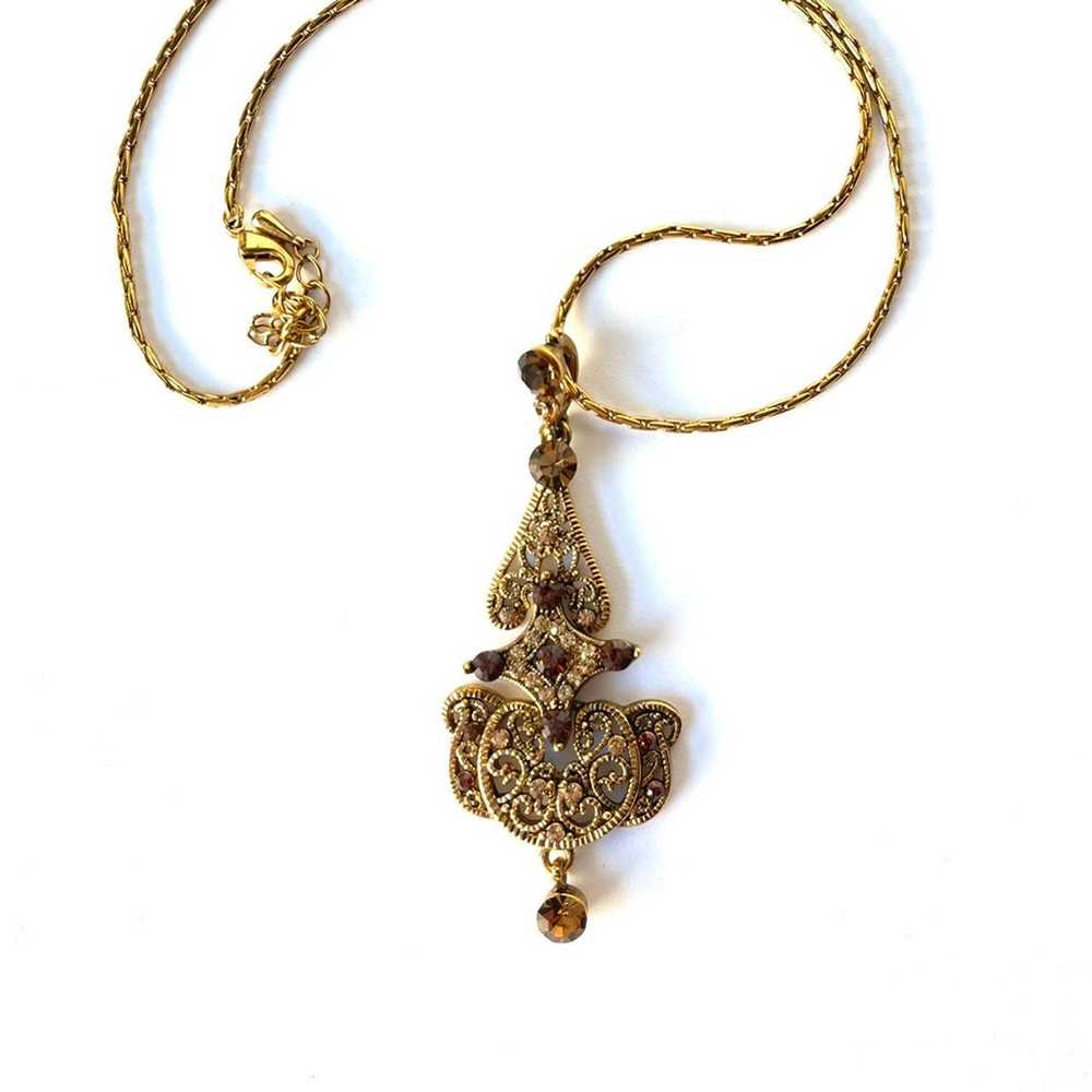 Chocolate brown pendant gold necklace from Camros… - image 7