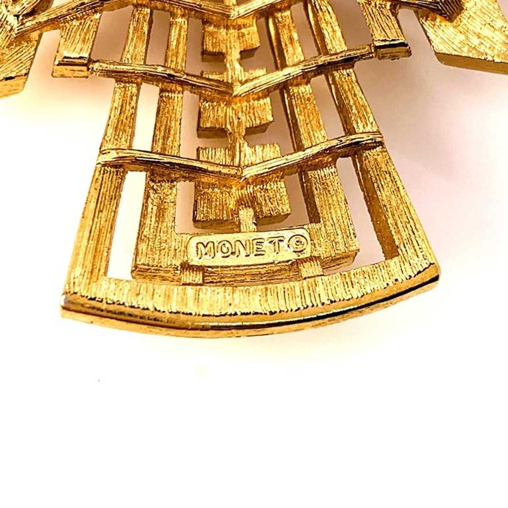 MONET Vintage Gold Tone Celtic Cross Brooch Pin s… - image 5