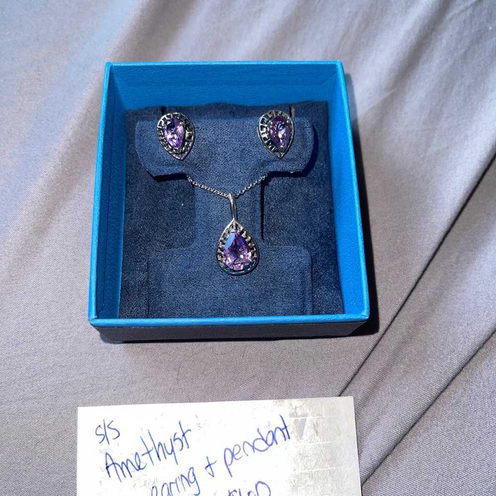 Amethyst earring and necklace set - image 1