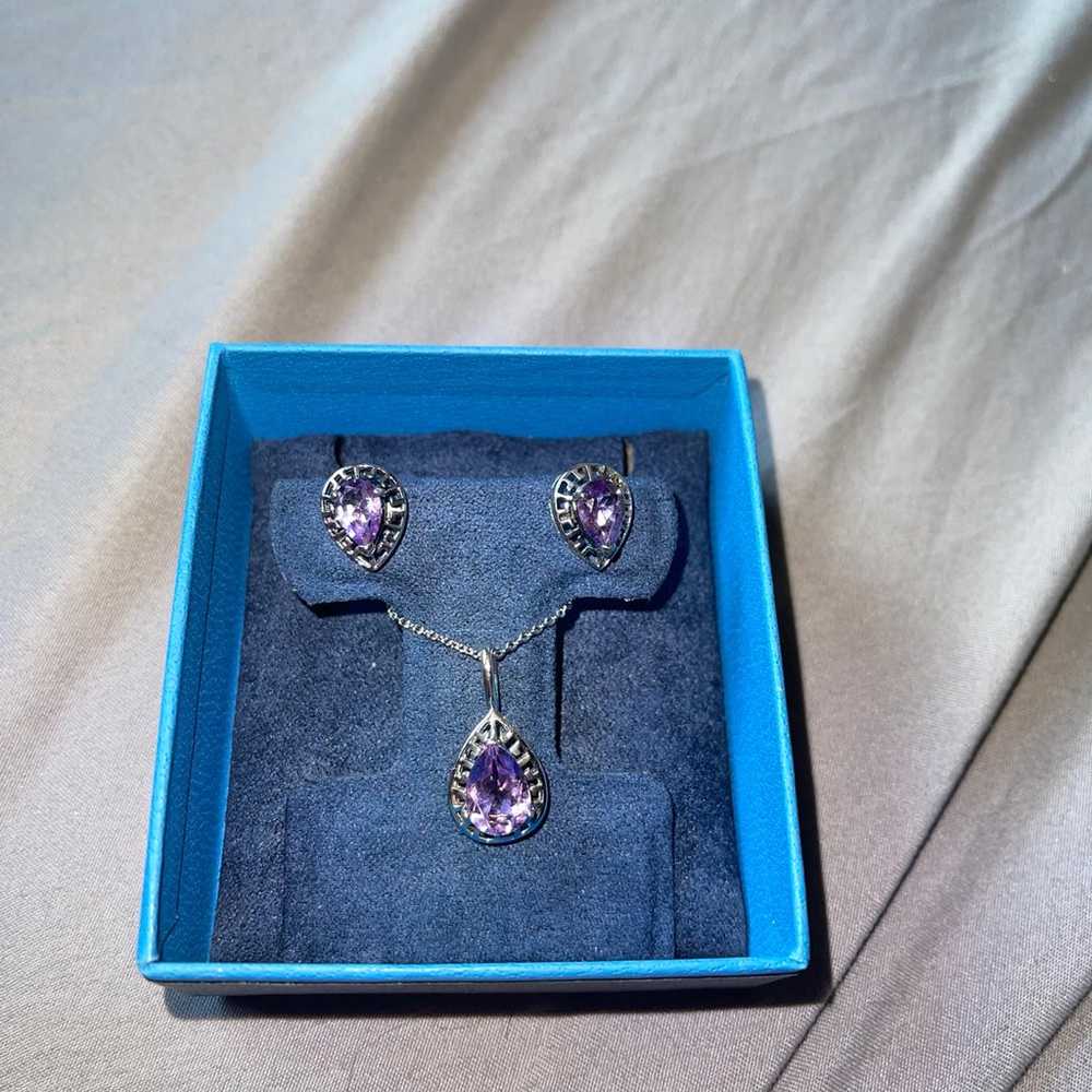 Amethyst earring and necklace set - image 2