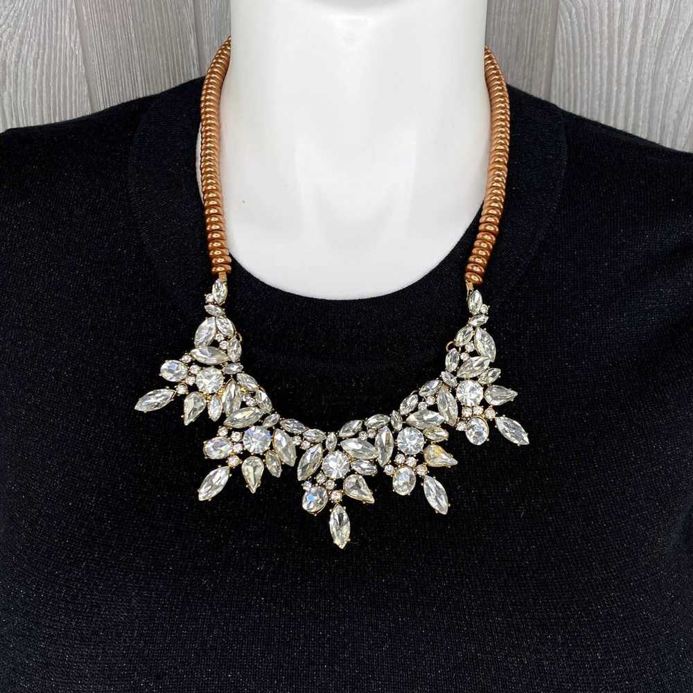 Vintage Artisan Statement NECKLACE Rhinestones Co… - image 1