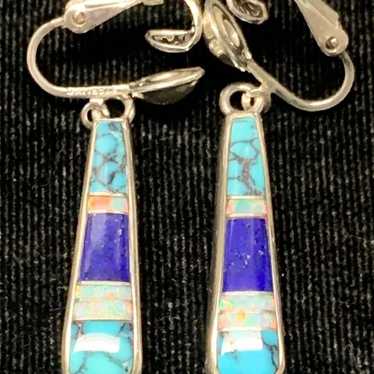 Ervin Hoskie? Navajo Sterling Diamond Turquoise F… - image 1