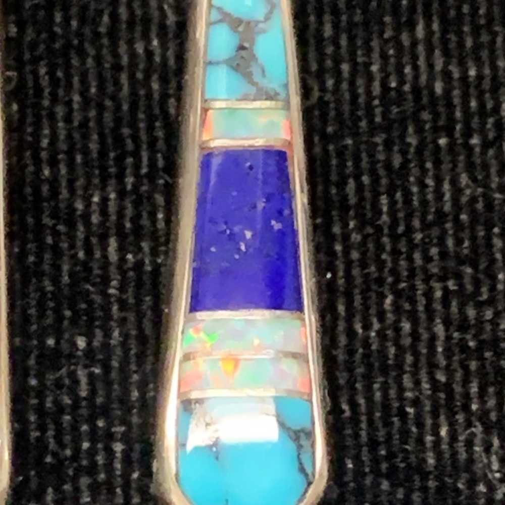 Ervin Hoskie? Navajo Sterling Diamond Turquoise F… - image 3