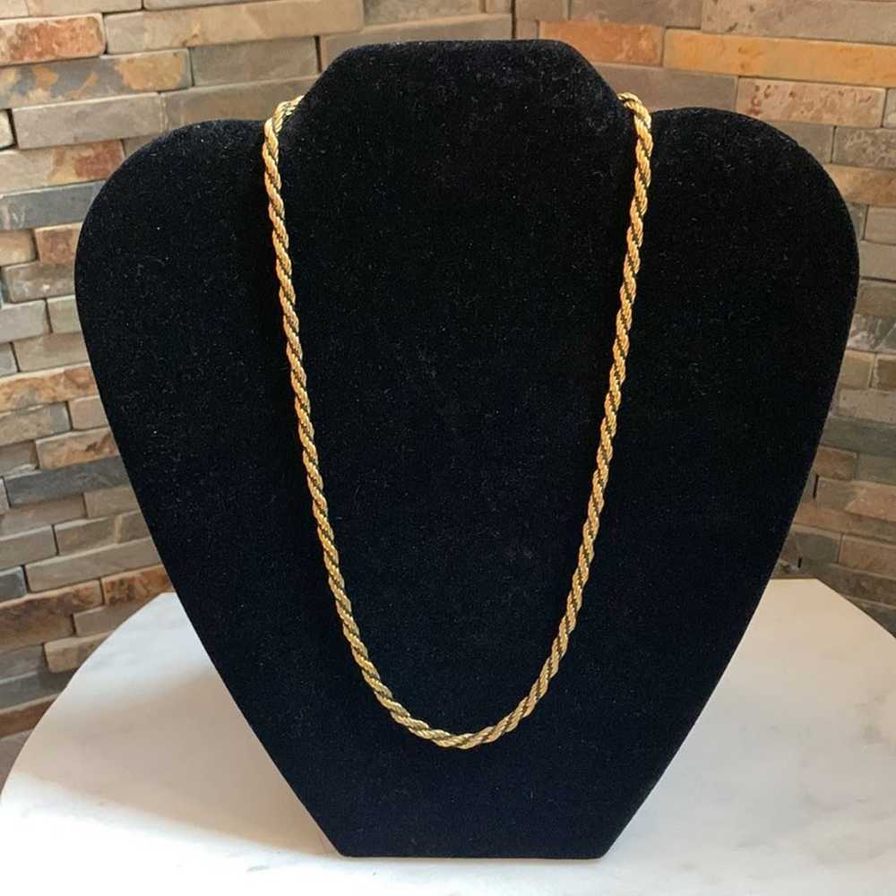 Vintage black and gold braided twist necklace - image 1